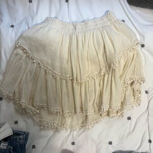 LoveShackFancy off-white/cream mini skirt